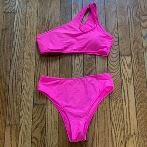 HOT PINK HIGH WAISTED BIKINI SET 👙